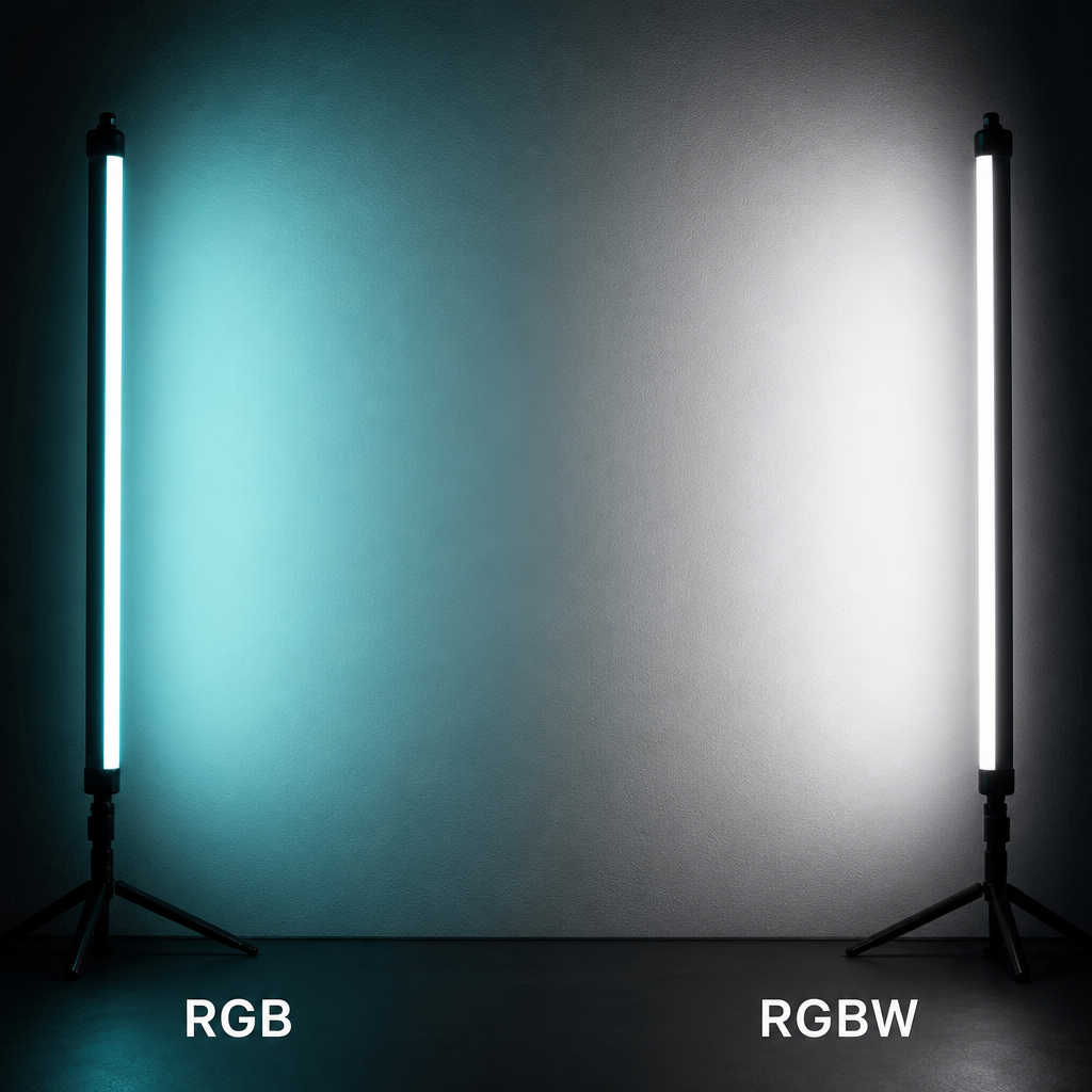 RGB tinted white vs RGBW clean white on a wall